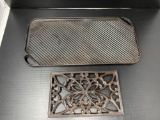 Cast Iron Grill Pan and Metal Decorative Grate