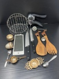 Kitchen Items- Tea Balls, Wooden Spoon & Fork, Knives, Strainers, More