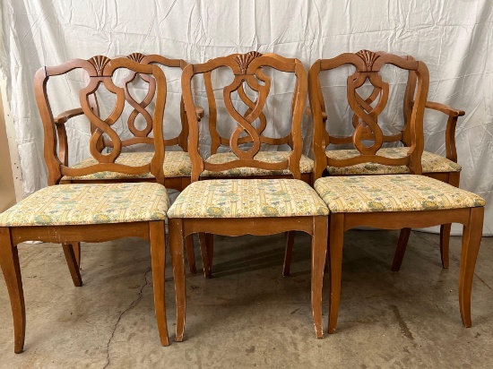 6 Twist Back Dining Chairs- 2 with Arms