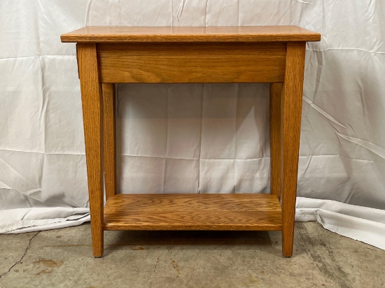 Narrow Oak Single Drawer Side Table
