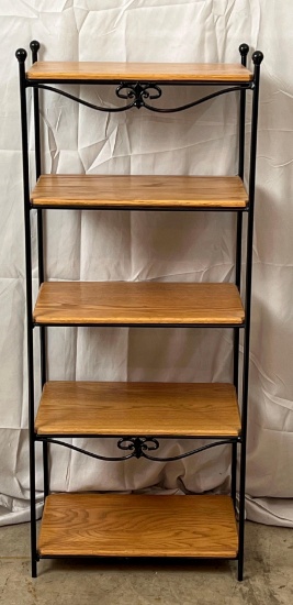 Wrought Iron Rack with Wooden Shelves
