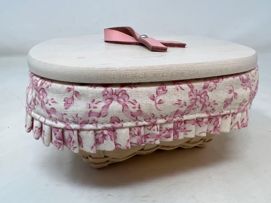 Horizon of Hope with Liner, Protector and Longaberger Woodcrafts Lid with Leather Pink Cancer Ribbon