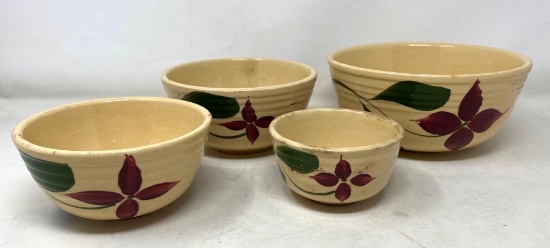 4-Watt Ware Pottery Starflower Bowls- Graduated Sizes
