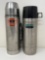 Stainless Steel Thermos with Black Cup and Stainless Steel Uno-Vac with Stainless Cup