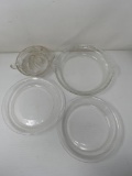 3 Clear Glass Pie Plates and Glass Juicer