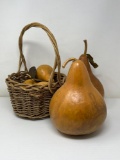 Woven Basket and 6 Dried Gourds