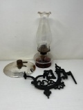 Clear Glass Oil Lamp with Metal Bracket and Reflector