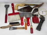 Keyhole Saw, Putty Knives, Wallpaper Brush, Wire Brush, Trowels, Roller, Screwdriver