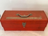 Red Metal Tool Box with Contents