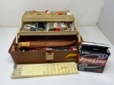 Plano Tackle Box with Contents, Hand Ground Signed Fishing Knife, Finland