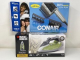 Conair 1875 Watt Styler Dryer and Black & Decker Xpress Steam Iron, Both with Boxes