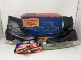 Vintage Canadian Flyer Men's Ice Skates with Box and Union Bob Ice Skates with Box