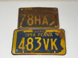 1954 & 1956 Pennsylvania License Plates
