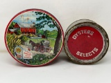 Billy's Bretzels Tin with PA Dutch Scene on Lid and Oyster Tin
