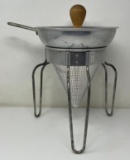 Aluminum Food Strainer with Stand and Wooden Masher