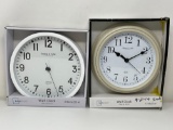 2 Mainstays Sterling & Noble Wall Clocks- White & Almond