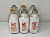 6 Milk Bottles- All Woodson Dairy, Red Hill PA