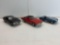 3 Model DIE CAST Cars- Black Dodge Charger, Red Chevy SS with Black Top and Blue Car, White Stripes
