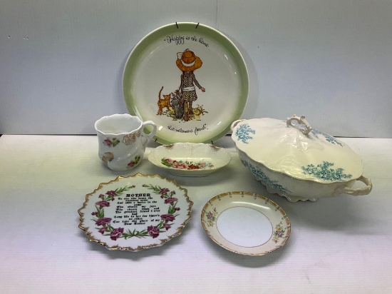 China Pieces- Covered Vegetable, Plate, Bowl, Mug and 2 Other Plates