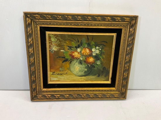 Gilt Framed Oil Painting of Floral Still Life by Larson