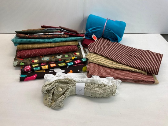 Yardage of Various Fabrics (Mostly Cotton) and Trims