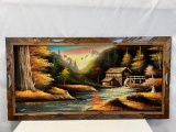 Framed Painting of Mill by Creek