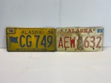 2 Alaska License Plates- Yellow and White