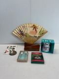 2 Gone with the Wind Ornaments, Hand Fan, Child's Flatware, Banner Years Mug (1943) and Ornament