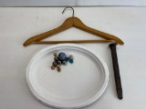 Suit Hanger, Railroad Spike and Marbles- Shooter, Metal, Clay