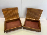 2 Dovetailed Wooden Cigar Boxes with Metal Strap Closure