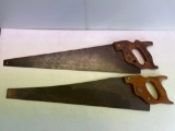 2 Vintage Hand Saws with Decorated Handles