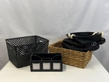 Storage Containers- Plastic Bin, Basket, Fabric Laundry Tote and Desk Organizer