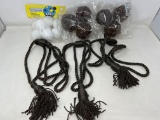 Bag of Styrofoam Balls, 2 Bags of Grapevine Balls and 3 Black Tasseled Tie Backs