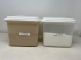 2 Lidded Plastic Containers- One has Plastic Beads, Other has Sawdust