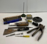Tools: Folding Rulers, Tape Measures, Putty Knives, File, Screwdrivers, Receipt Pin and Punch