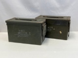 2 Green Metal Ammo Boxes