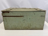 Wooden Box with Hinged Lid in Light Green Paint