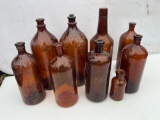 Antique Vintage Brown Bottles, CLOROX, SUNTEX, and others