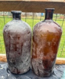 Antique Vintage Bottles, Large Brown Chemical, Approx 14
