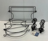 Wrought Iron Lot- Napkin Holder, Casserole Holder and Other Holder