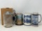 4 Steins- 2 with Pewter Lids, 2 Open Mugs