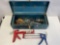 Blue Tool Box with Contents and 2 Caulk Guns