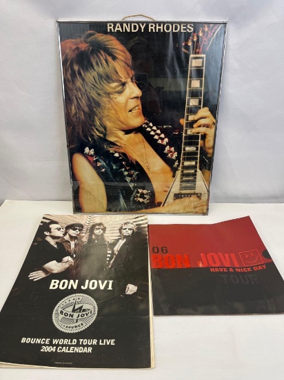 Randy Rhodes Poster and Bon Jovi 2004 Calendar with Signed '06 Tour Booklet