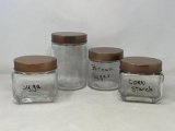 4 Lidded Glass Jars