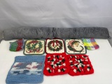 Draft Dodger, Hot Pot Holders- Loomed, Crocheted and Holiday Themed