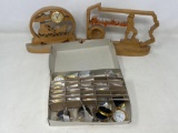 Horse & Buggy Clock, PA State Cut-Out and Box of Approx. 30 Quartz Watch Faces