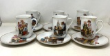 6 Norman Rockwell Cup & Saucer Sets