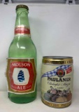 Green Molson Ale Half Bottle and Paulaner Can