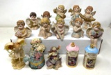 12 Angel Figures, Bunny Figure and 2 Disney Miniature Lidded Containers- Onion & Cinnamon