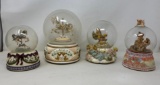 4 Snowglobes- 2 with Carousel Horses, Angel with Cherubs and Pair of Cherubs